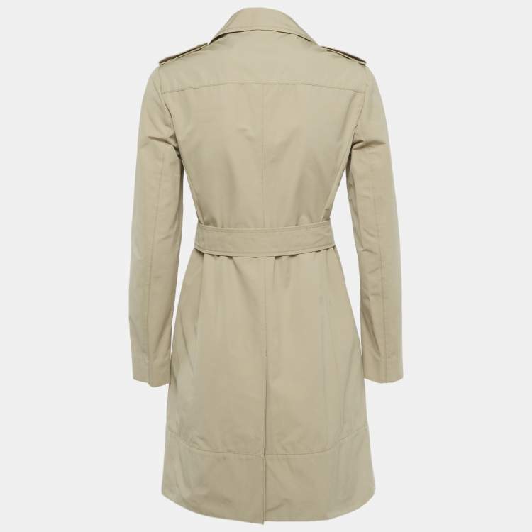 Pre Owned معطف برادا قصير مزيج القطن بيج بمقاس صغير