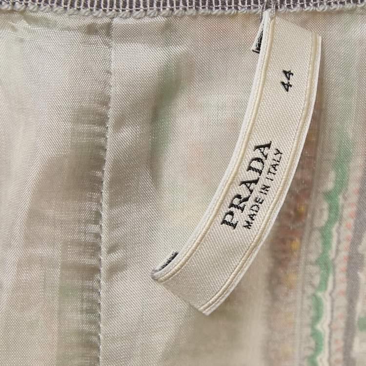 Pre Owned Prada Grey Paisley Print Silk Knee Length Skirt M