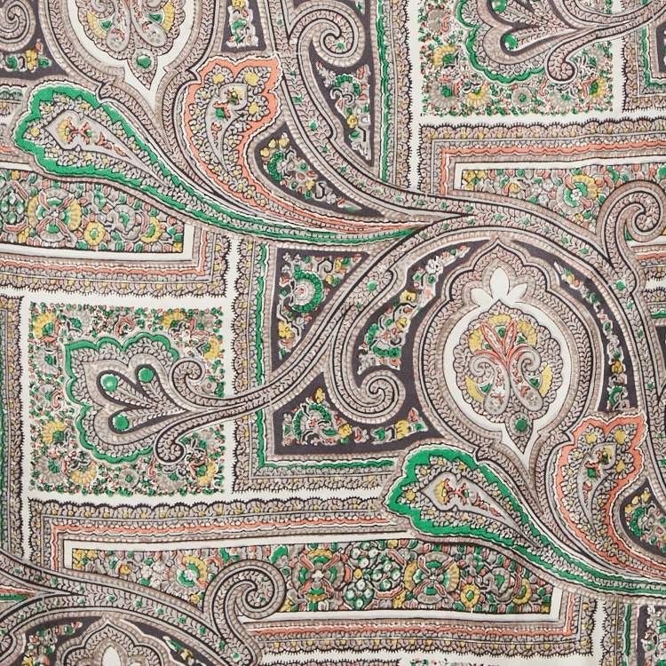 Pre Owned Prada Grey Paisley Print Silk Knee Length Skirt M