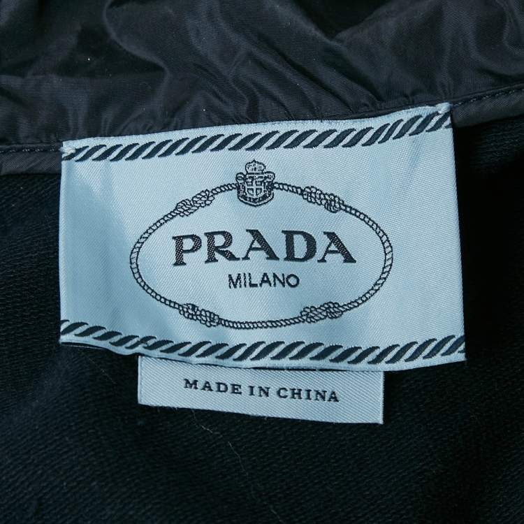 Pre Owned Prada Navy Blue Cotton Zip Up Hooded Pullover M 