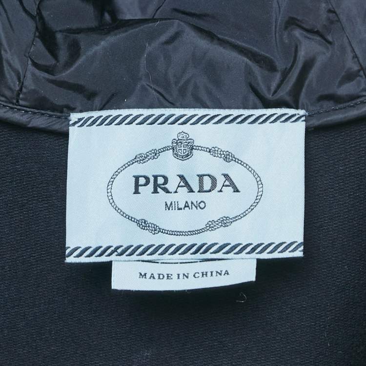 Pre Owned Prada Navy Blue Cotton Zip Up Hooded Pullover M 