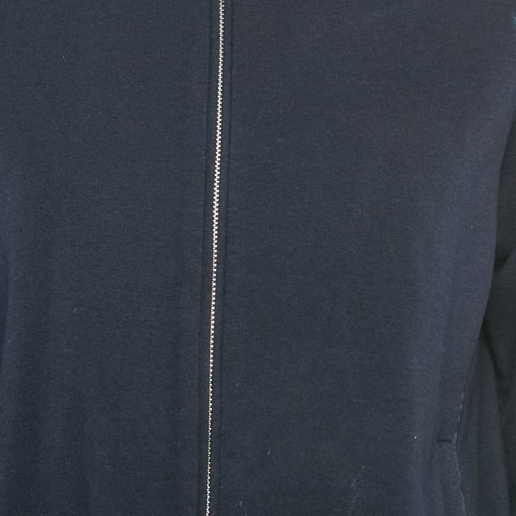 Pre Owned Prada Navy Blue Cotton Zip Up Hooded Pullover M 