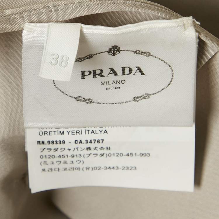 مملوكة مسبقًا Prada Grey Logo Triangle Applique Viscose Blend Midi Skirt S