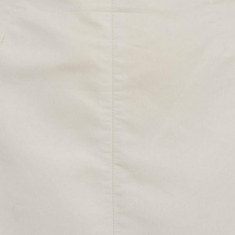 مملوكة مسبقًا Prada Grey Logo Triangle Applique Viscose Blend Midi Skirt S