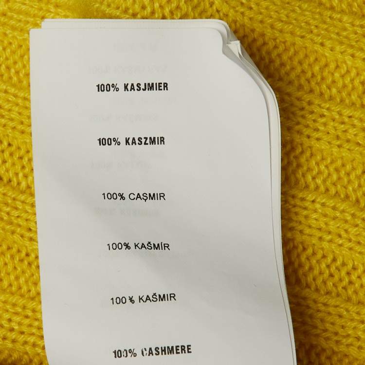 Pre Owned Prada Yellow Cashmere Rib Knit Crew Neck Sweater S