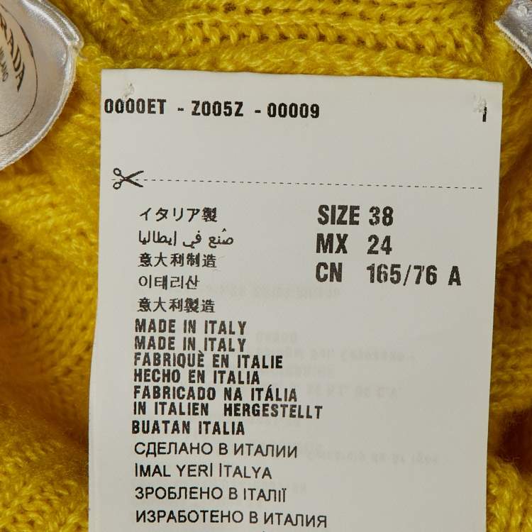 Pre Owned Prada Yellow Cashmere Rib Knit Crew Neck Sweater S