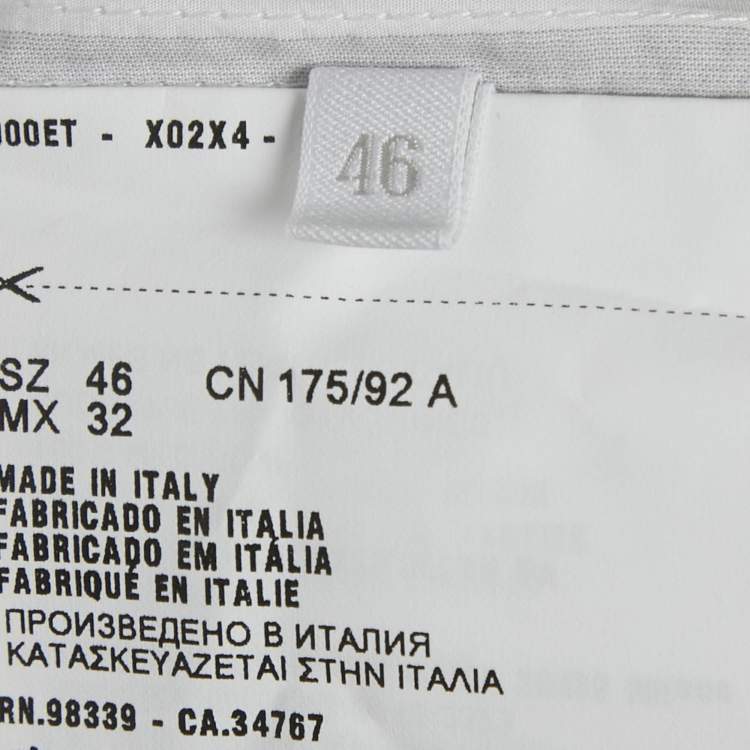 مملوكة مسبقًا قميص برادا قطن مقلم أبيض طوق وشاح مقاس كبير - لارج