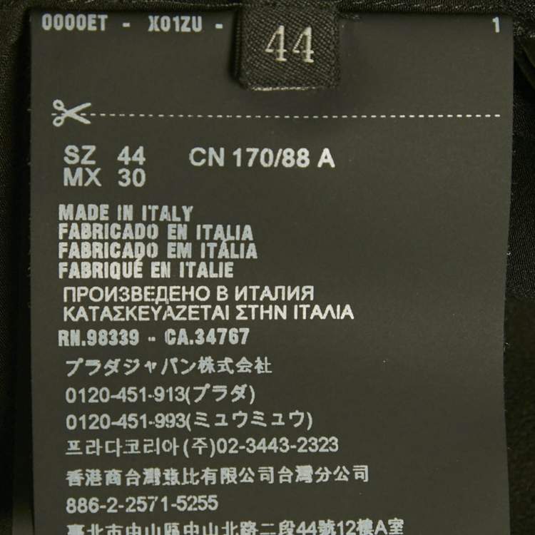 مملوكة مسبقًا بلوزة برادا حرير أسود بتفاصيل ربطة عنق مقاس متوسط - ميديم