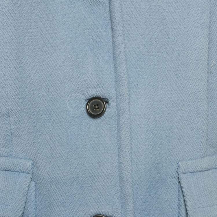 Pre Owned Prada Blue Wool Single Breasted Coat M