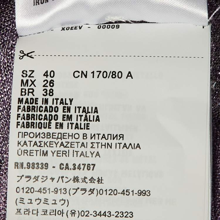 Pre Owned Prada Lilac Lurex Knit Cropped Cardigan S