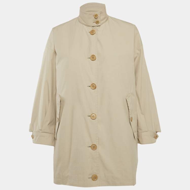 Pre Owned Prada Beige Cotton Panama Caban Jacket XS