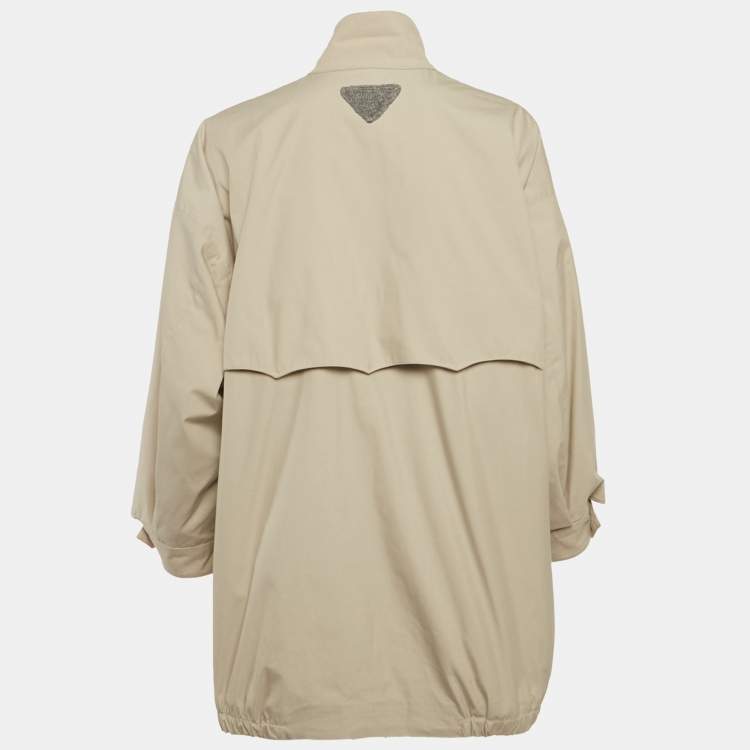 Pre Owned Prada Beige Cotton Panama Caban Jacket XS