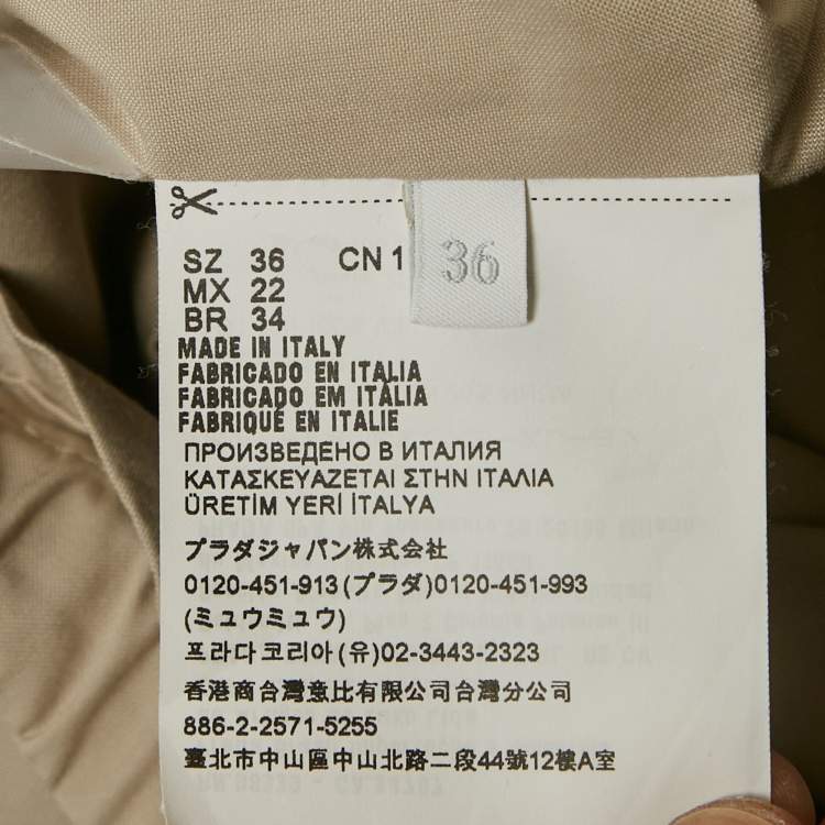 Pre Owned Prada Beige Cotton Panama Caban Jacket XS