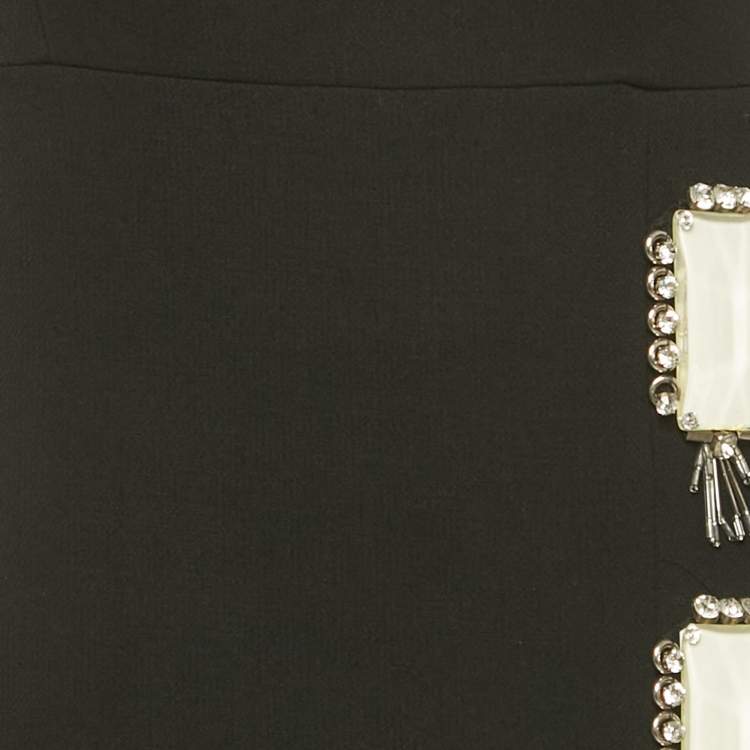مملوكة مسبقًا Prada Black Wool Embellished Mini Dress M