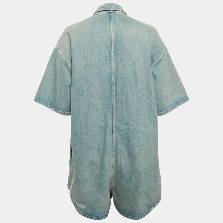 Pre Owned Prada Blue Washed Denim Playsuit M
