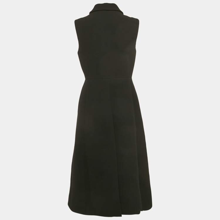 مملوكة مسبقًا Prada Black Wool Embellished Midi Dress M