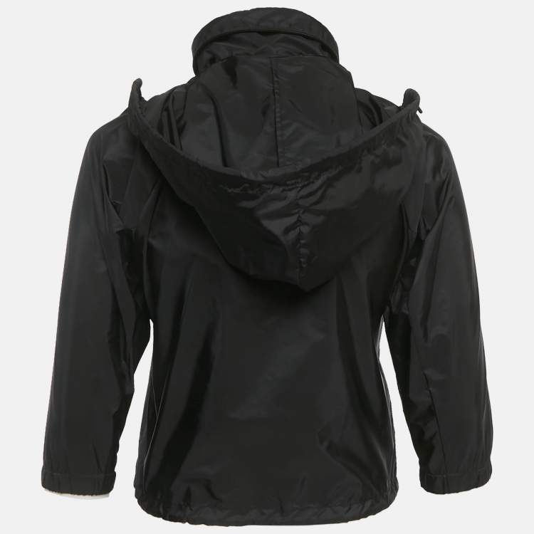 Pre Owned Prada Black Re- Nylon Hooded Rain Jacket S