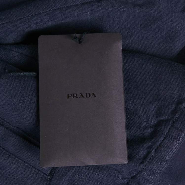 مملوكة مسبقًا Prada Navy Blue Denim Zip Front Jacket XL