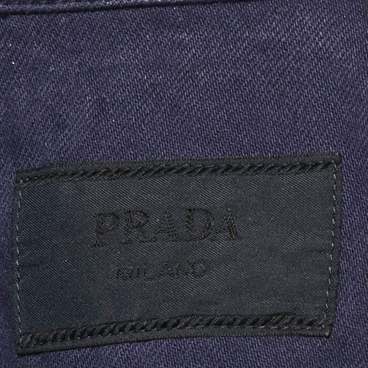 مملوكة مسبقًا Prada Navy Blue Denim Zip Front Jacket XL
