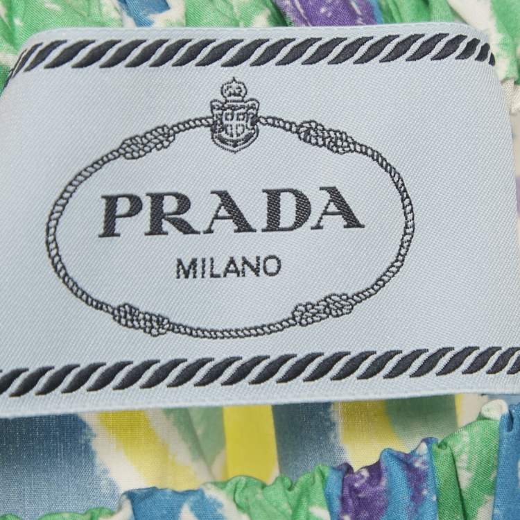 Pre Owned Prada Multicolour Floral Print Cotton Asymmetric Midi Dress M