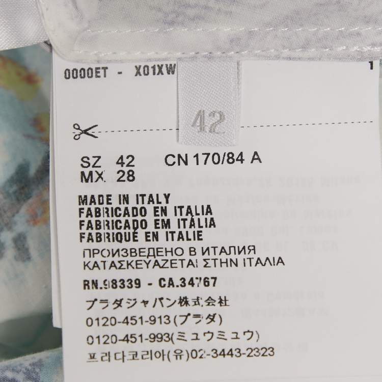 Pre Owned Prada Multicolour Floral Print Cotton Asymmetric Midi Dress M