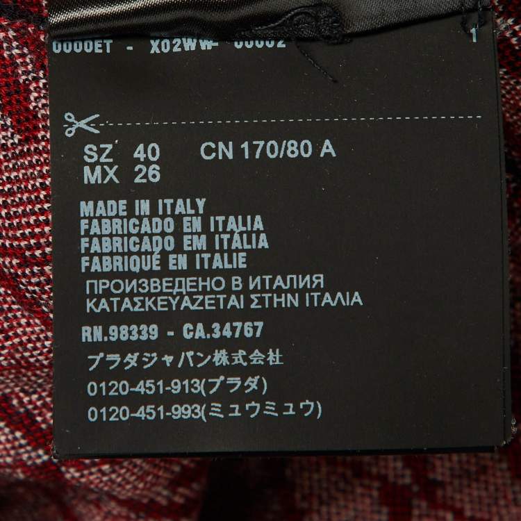 Pre Owned Prada Black Diamond Pattern Wool V-Neck Sweater S