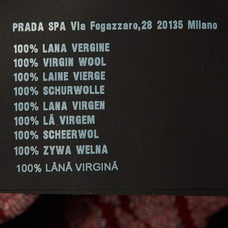 Pre Owned Prada Black Diamond Pattern Wool V-Neck Sweater S