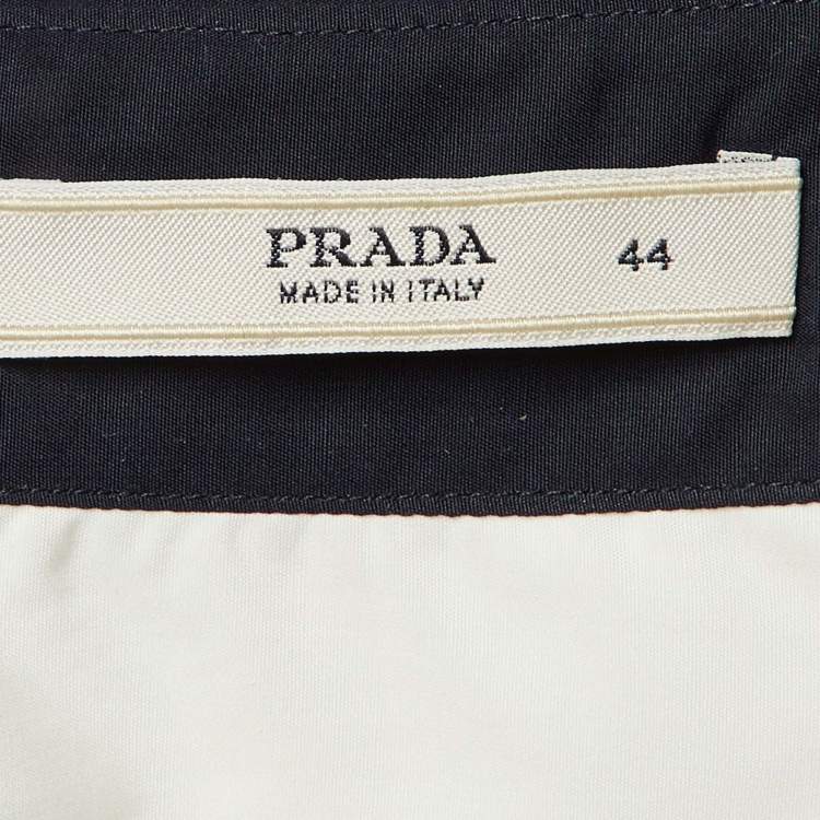 مملوكة مسبقًا قميص برادا قطن أبيض/كحلي بأكمام طويلة مقاس متوسط - ميديم