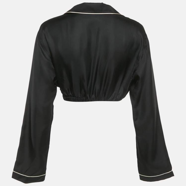 Pre Owned قميص برادا حرير أسود كروب مقاس صغير (سمول)