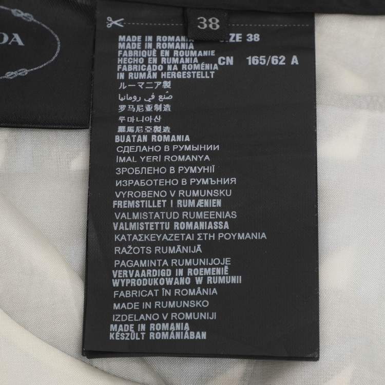 Pre Owned Prada Indigo Blue/White Geometric Print Stretch Cotton Trousers S