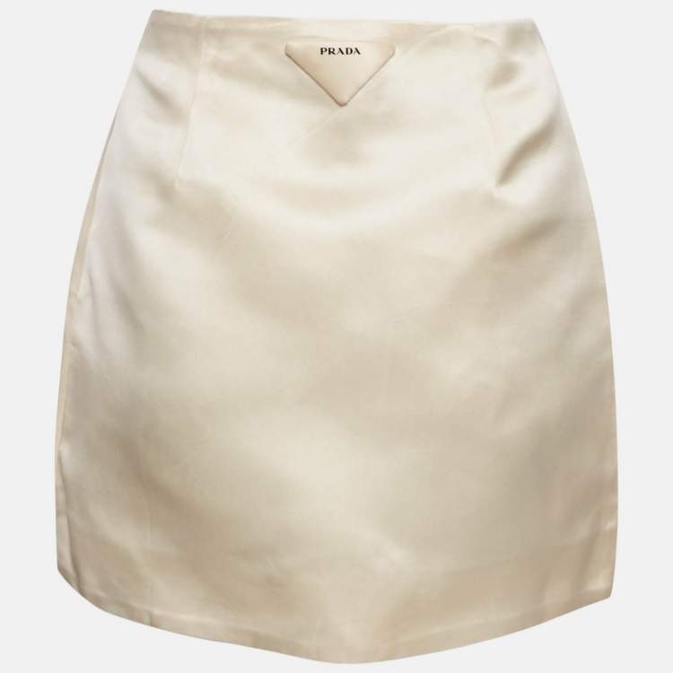 Pre Owned Prada Cream Satin Mini Skirt S