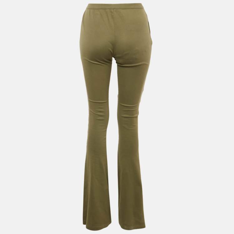 Pre Owned Prada Military Green Cotton Knit Flared Leg Pants M