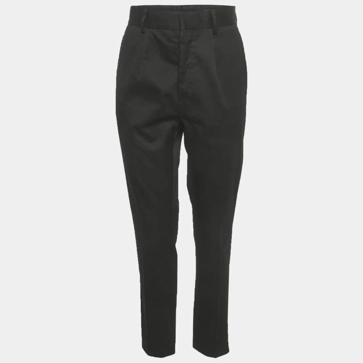 Pre Owned Prada Black Cotton Staight Leg Pants M
