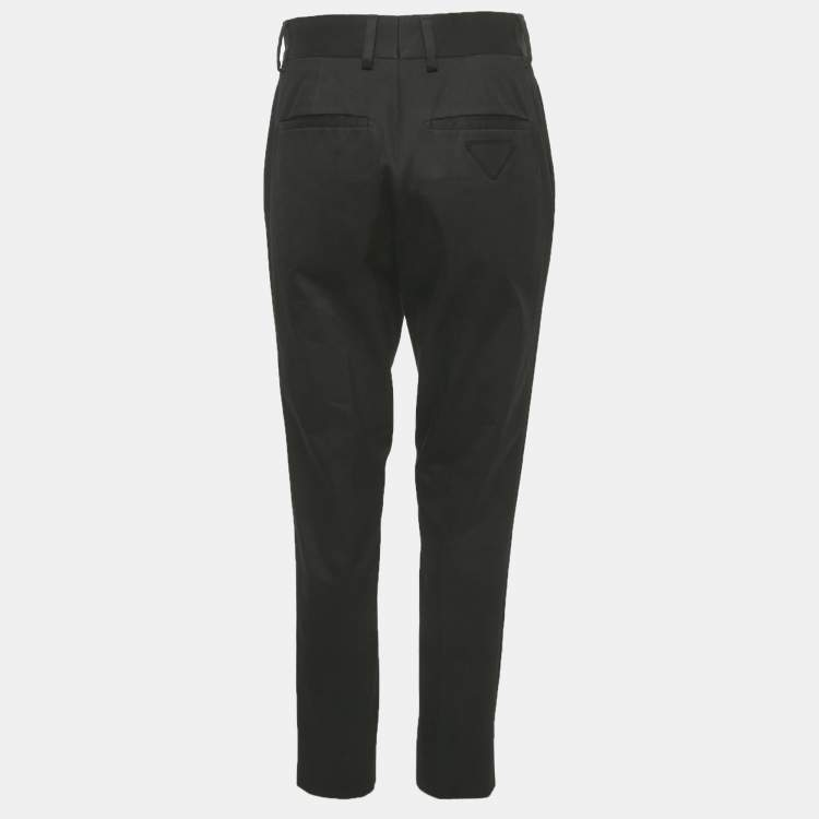Pre Owned Prada Black Cotton Staight Leg Pants M