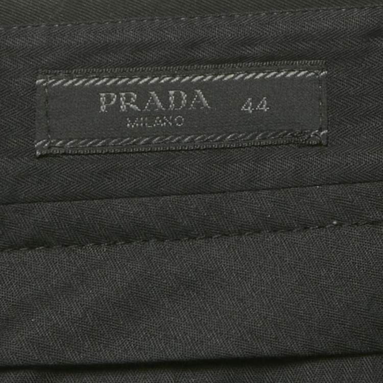 Pre Owned Prada Black Cotton Staight Leg Pants M
