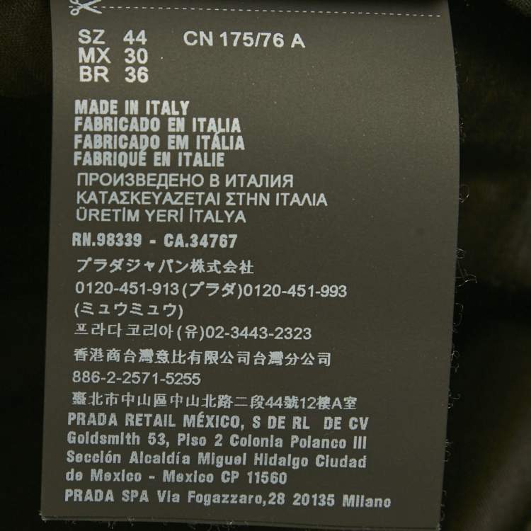 Pre Owned Prada Black Cotton Staight Leg Pants M