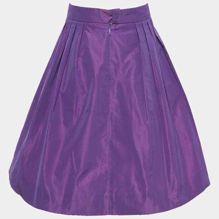 Pre Owned Miu Miu Purple Taffeta Pleated Mini Skirt S
