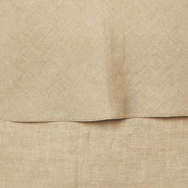 Pre Owned Prada Vintage Beige/Pink Linen & Silk Skirt Set L