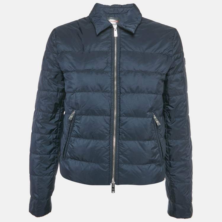 Pre Owned Prada Navy Blue Nylon Down Jacket M