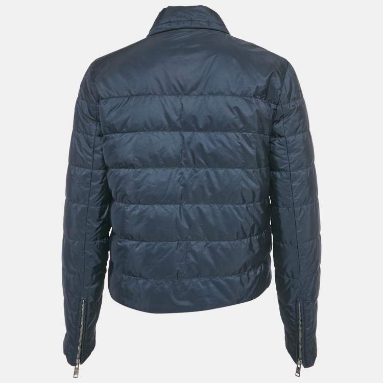 Pre Owned Prada Navy Blue Nylon Down Jacket M