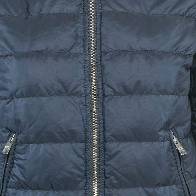 Pre Owned Prada Navy Blue Nylon Down Jacket M