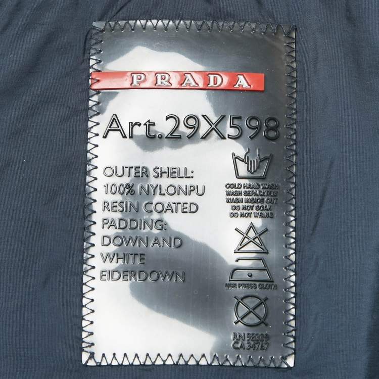 Pre Owned Prada Navy Blue Nylon Down Jacket M