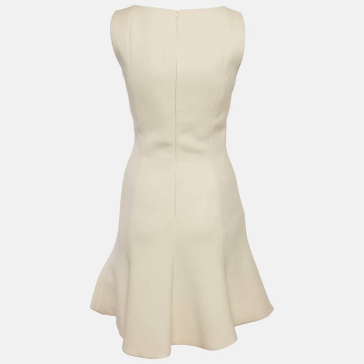 مملوكة مسبقًا Prada Cream Wool Flared Mini Dress S