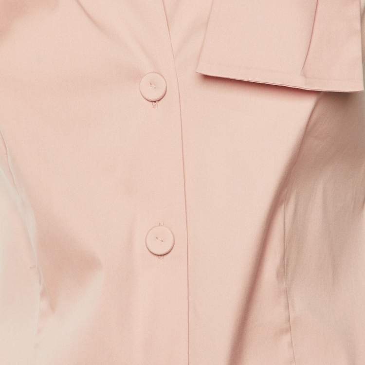 مملوكة مسبقًا Prada Pink Cotton Bow Detail Sleeveless Blouse M 