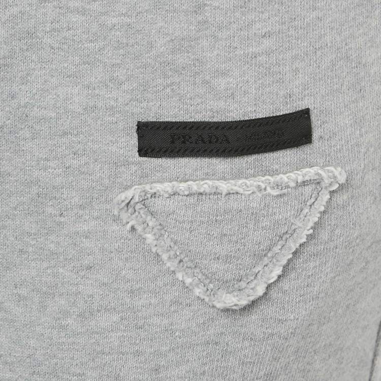 Pre Owned Prada Grey Cotton Triangle Applique Joggers XS