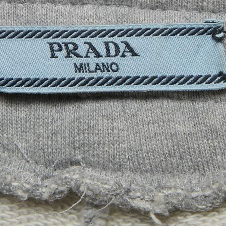 Pre Owned Prada Grey Cotton Triangle Applique Joggers XS