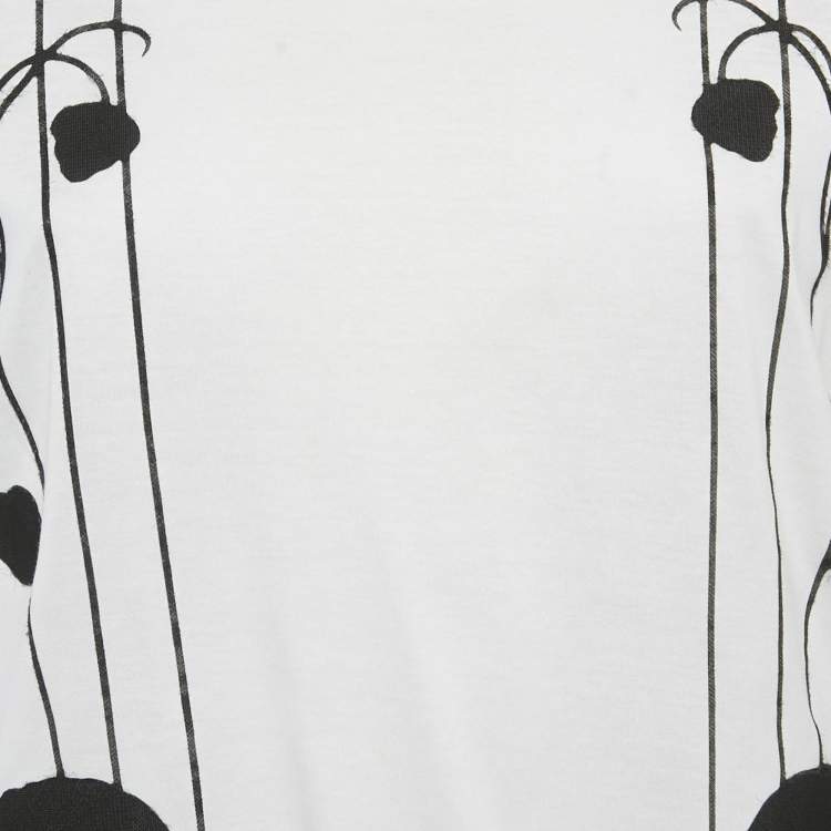 Pre Owned Prada White Floral Detail Crew Neck T-Shirt M