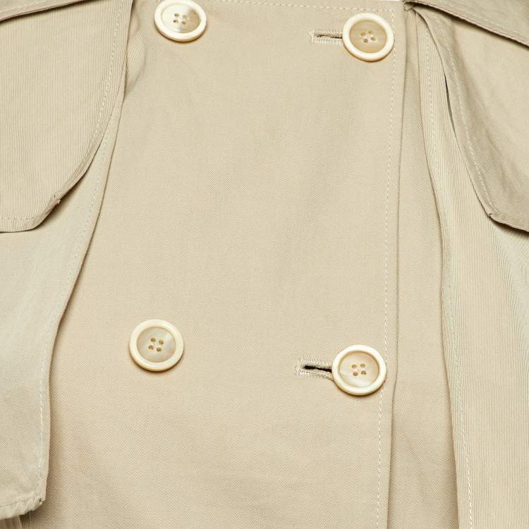 Pre Owned Prada Beige Cotton Cape Sleeve Belted Coat S