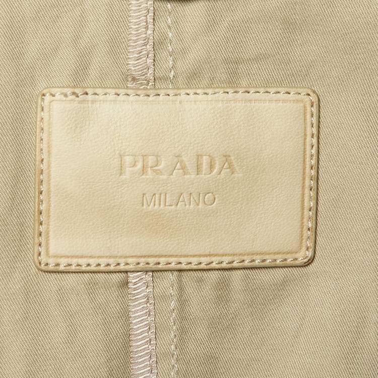 Pre Owned Prada Beige Cotton Cape Sleeve Belted Coat S