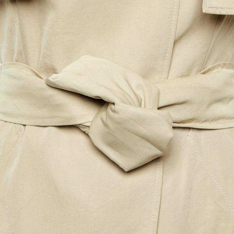 Pre Owned Prada Beige Cotton Cape Sleeve Belted Coat S